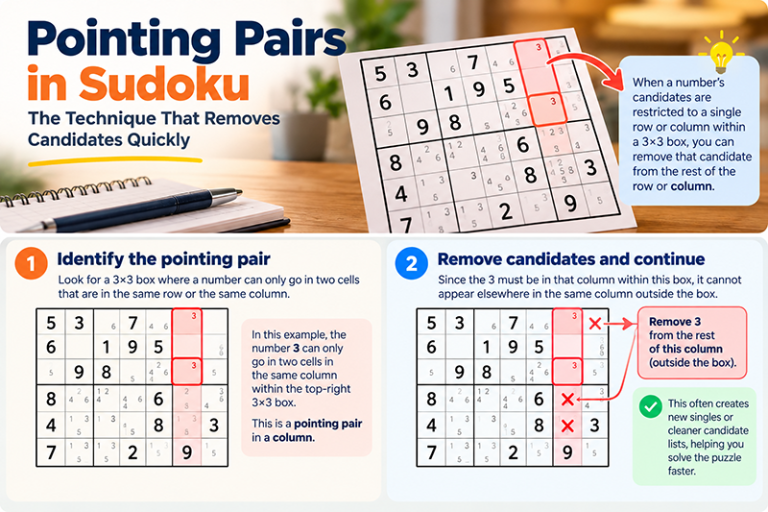 Pointing Pairs in Sudoku: The Technique That Removes Candidates Quickly